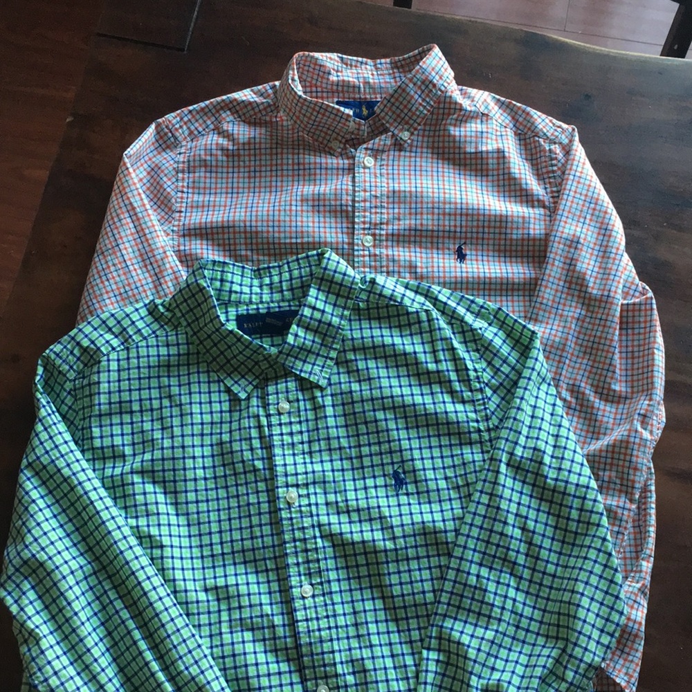 2 boys long sleeve Ralph Lauren shirts size 18 and XL (18-20)